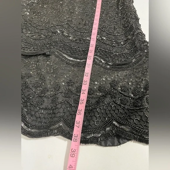 1980S LAURENCE KAZAR BLACK SILK
SEQUIN DRESS size Large - Picture 13 of 14